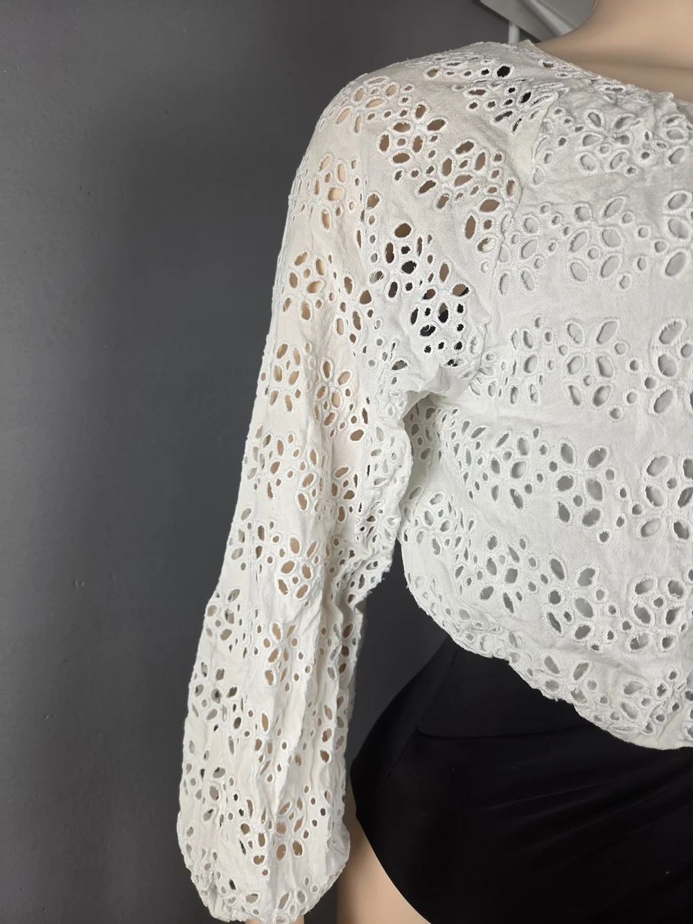 Women’s White Eyelet Button-Front Blouse